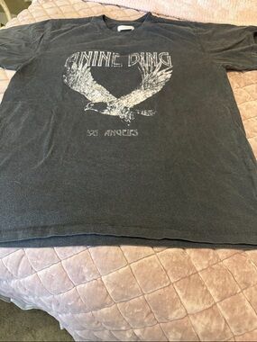 Anine Bing Black Vintage Eagle Graphic Tee